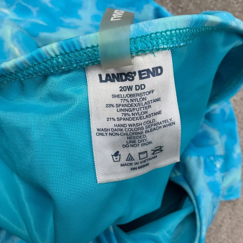 Lands' End Tankini Top Womens 20W DD Blue Tie Dye‎ Tank 513894 Athletic Modest